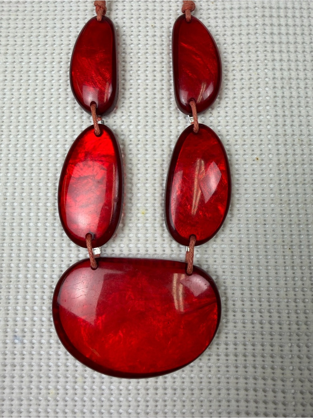Bold Red Statement Acrylic/ Resin Necklace - Picture 3 of 13